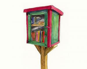 Little Free Library - watercolor